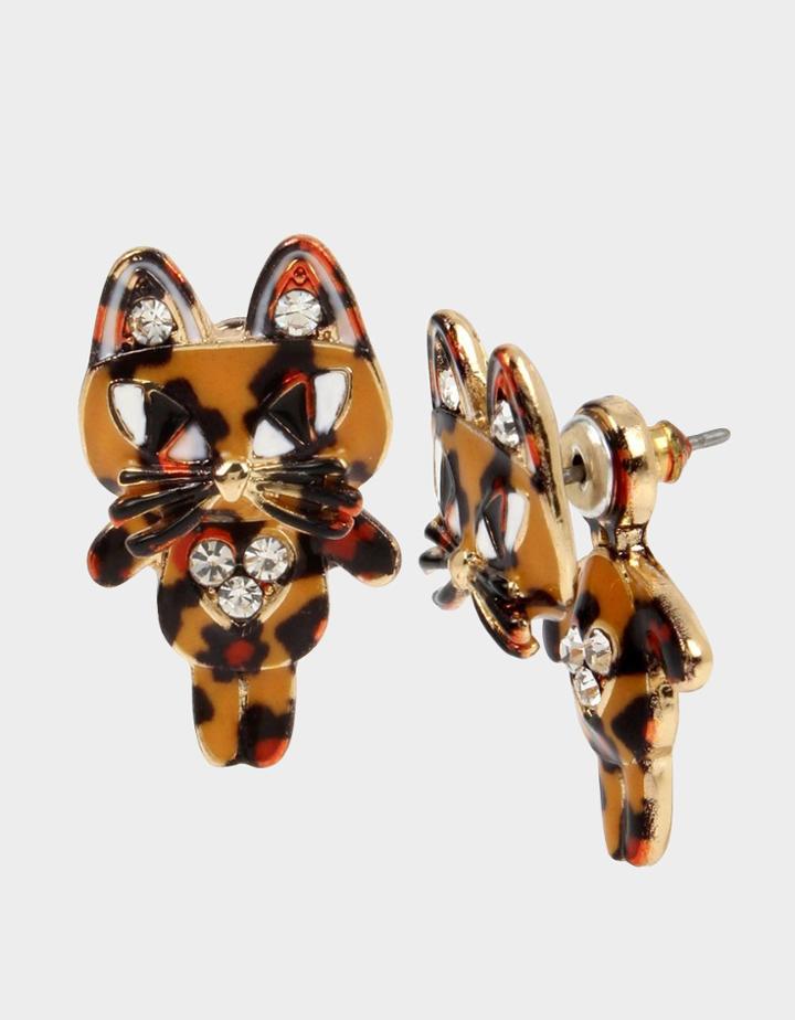Betseyjohnson Leaping Leopards Cat Earrings Leopard