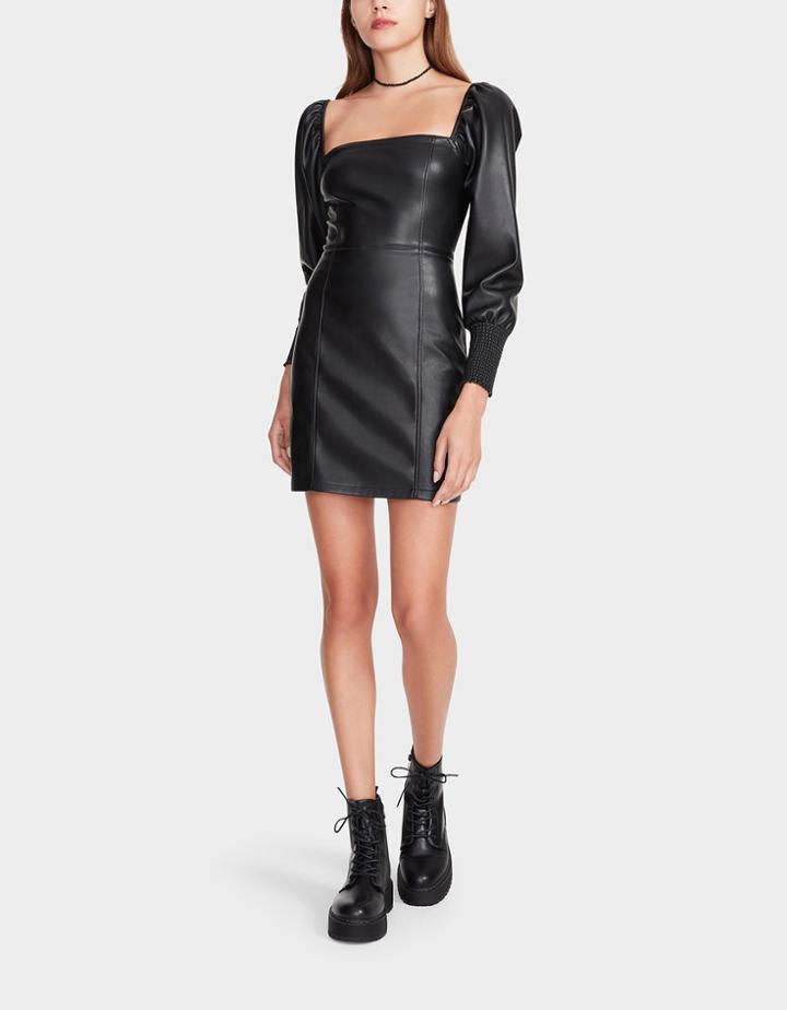 Betseyjohnson Boss Babe Faux Leather Dress Black