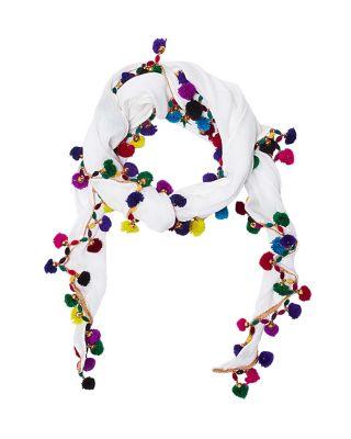 Steve Madden Pom Pom Betsey Scarf White Multi
