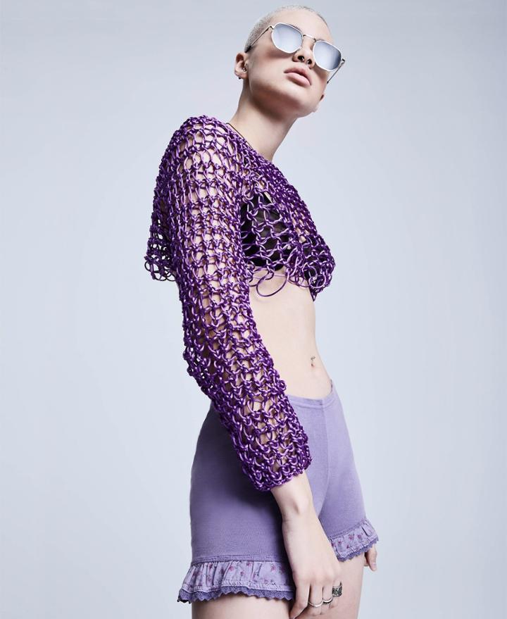 Betseyjohnson Bj Vintage Mesh Crop Top Purple