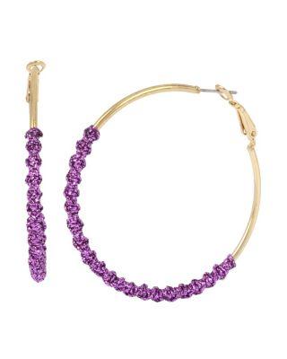 Steve Madden Hoop Magic Purple Twist Earrings Purple