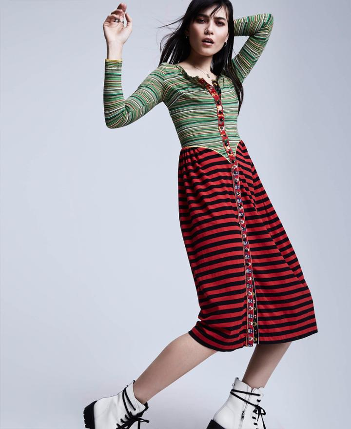 Betseyjohnson Bj Vintage Buttons Up The Front Dress Multi