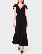 Betseyjohnson Cotton Eyelet Flutter Sleeve Maxi Dress Black