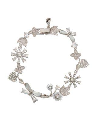 Steve Madden Betsey Blue Vintage Floral Bracelet Crystal