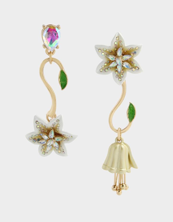 Betseyjohnson Lily Flower Mismatch Earrings Yellow