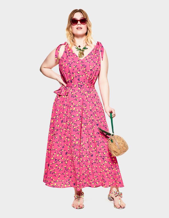 Betseyjohnson Vintage Flowers Dress Pink Multi (extended Sizing)