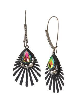 Steve Madden Shake It Off Feather Hook Earrings Multi