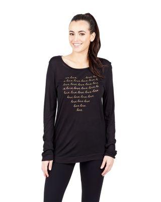 Steve Madden Love Cursive Long Sleeve Tee Black