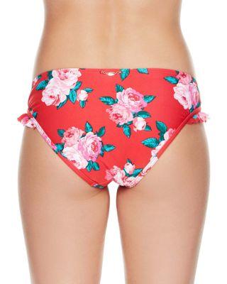 Steve Madden Rose Fantasy Ruffle Hipster Bottom Red Multi