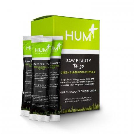 Hum Nutrition Raw Beauty Green Superfood Powder - Mint Chocolate Chip Infusion - 15 Pack