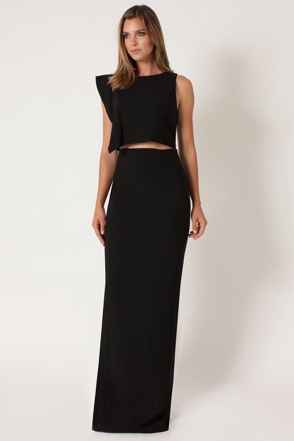 Black Halo Maple 2 Piece Maxi Dress In Black, Size 0