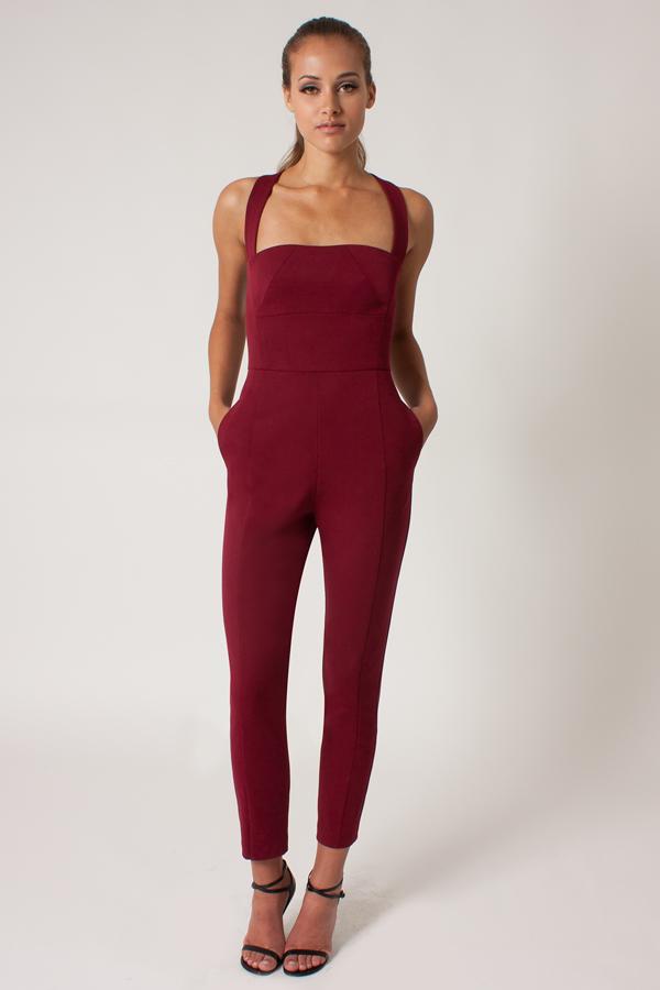 Black Halo Bene Jumpsuit In Mulberry, Size 10