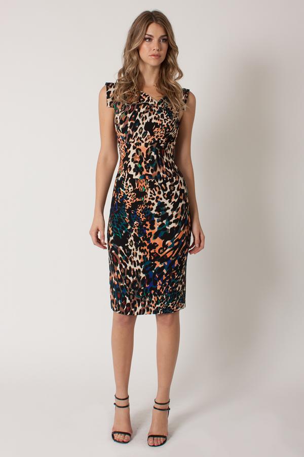 Black Halo  Jackie O Dress Sheath Dress In Multi Leopard, Size 0