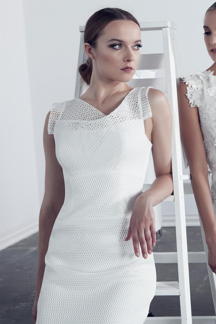 Black Halo Bonded Mesh Jackie O Dress In Natural White, Size 10