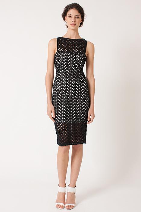 Black Halo Marianne Sheath Dress In Black/white, Size 12