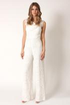 Black Halo Heirloom Lace Jackie Jumpsuit In Natural White, Size 0