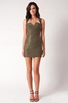 Black Halo Metallic Laurence Mini Dress In Burnished Gold, Size 12