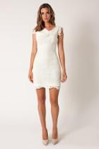 Black Halo Heirloom Lace Jackie O Dress Mini Dress In Natural White, Size 0