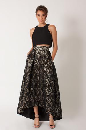 Black Halo Eve Atlantis 2 Piece Cb Gown In Black Butter, Size 10