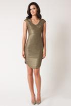 Black Halo Metallic Demetrio Dress In Burnished Gold, Size 0