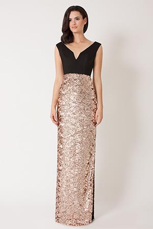 Black Halo Eve Brianna Gown In Black Rose-gold, Size 10