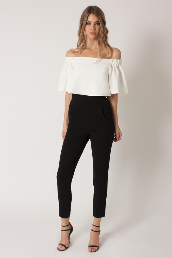 Black Halo Varla 2 Piece Jumpsuit In Porcelain Black, Size 0