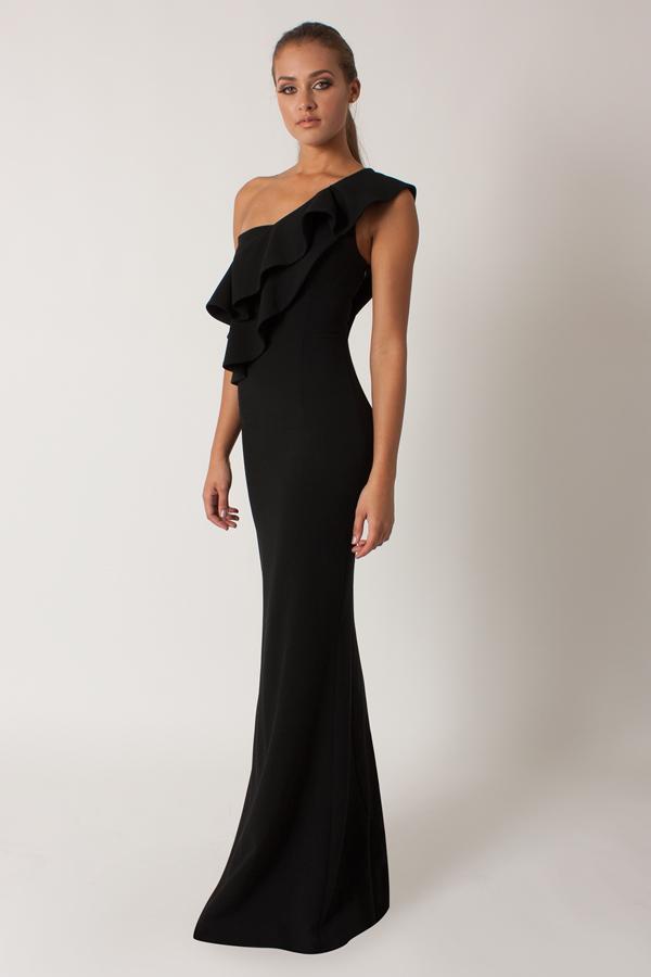 Black Halo Manala Gown In Black, Size 10