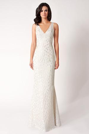 Black Halo Eve Elise Gown In Vanilla, Size 12