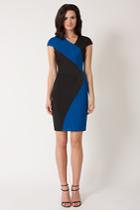Black Halo Colby Colorblocked Sheath Dress In Dragonfly Blue-black, Size 12