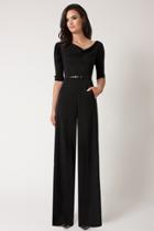 Black Halo 3/4 Sleeve Jackie Jumpsuit In Black, Size 0