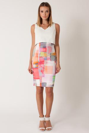 Black Halo Mercy Cb Sheath Dress In Cloud Print, Size 4