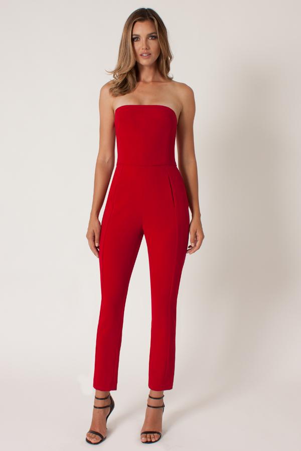 Black Halo Iris Strapless Jumpsuit In Black, Size 0