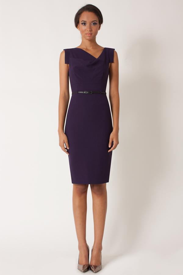Black Halo Tropical Crepe Jackie O Dress In Grape, Size 8