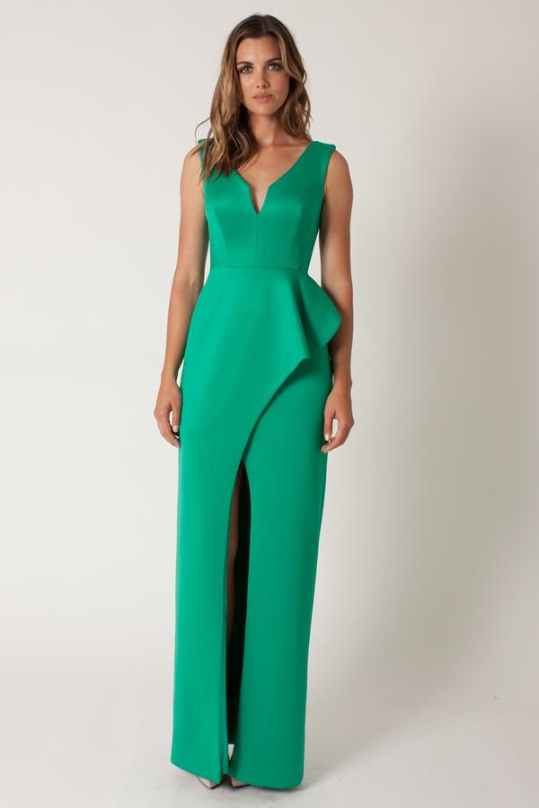 Black Halo Hendricks Gown In Emerald, Size 0