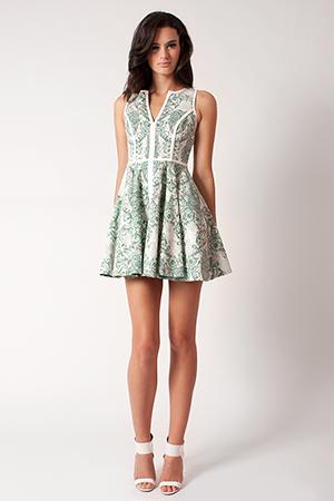 Black Halo Shadow Print Aria Dress In Print Winter-white, Size 10