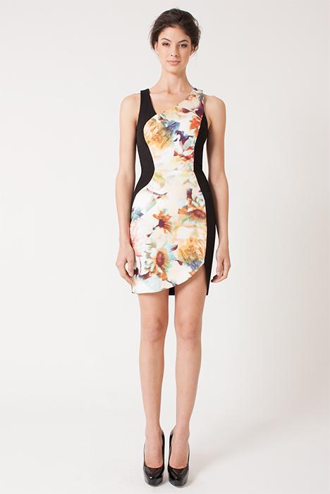 Black Halo Harper Mini Dress In Print Black, Size 6
