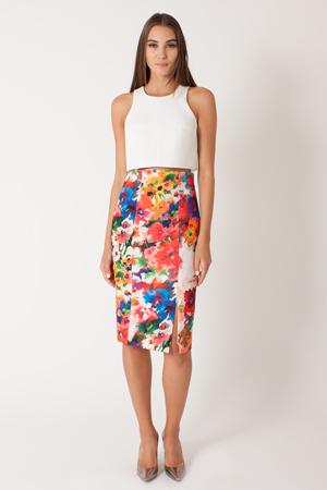 Black Halo Darcy 2 Piece Cb Dress In Antique White Print, Size 4