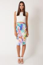 Black Halo Watercolor Jasper Pencil Skirt In Print, Size 12