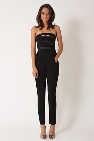 Black Halo Leyton Strapless Jumpsuit In Black, Size 2