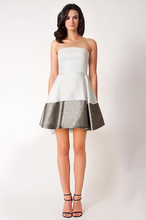 Black Halo Eve Clarkson Cocktail Mini Dress In Cristal Bronze, Size 10