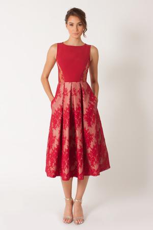 Black Halo Eve Eliason Cocktail Dress In Lavish Red/red, Size 0