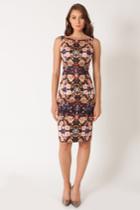 Black Halo Print Shanna Sheath Dress In Vatel Print, Size 0