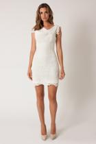 Black Halo Eve Heirloom Lace Jackie O Dress Mini Dress In Natural White, Size 0