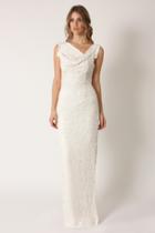 Black Halo Sequined Jackie O Dress Gown In Natural White, Size 0