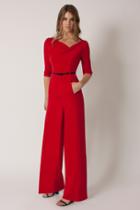 Black Halo 3/4 Sleeve Jackie Jumpsuit In Black, Size 4