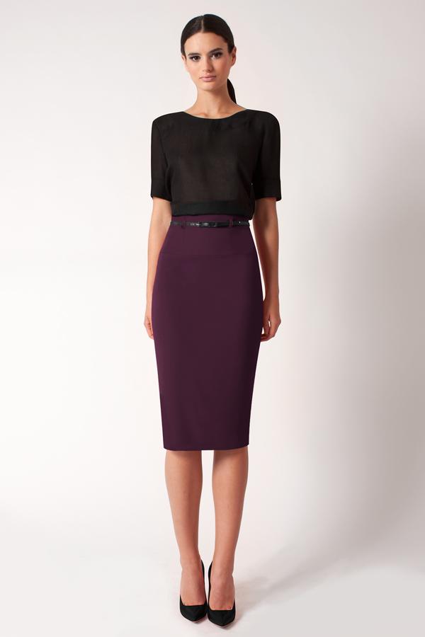 Black Halo High Waist Pencil Skirt In Eclipse, Size 12