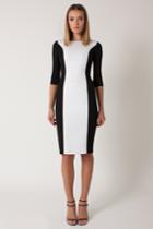 Black Halo Zena Cb Sheath Dress In White Black, Size 12