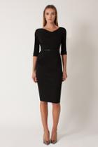 Black Halo 3/4 Sleeve Jackie O Dress In Black, Size 10