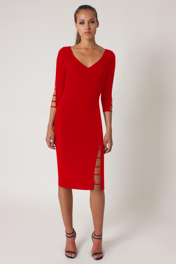 Black Halo Rizzo Sheath Dress In Sangria, Size 0