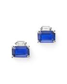 Bloomingdale's Blue Sapphire & Diamond-accent Stud Earrings In 14k White Gold - 100% Exclusive